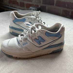 New Balance 550 White and Light Blue Sneakers